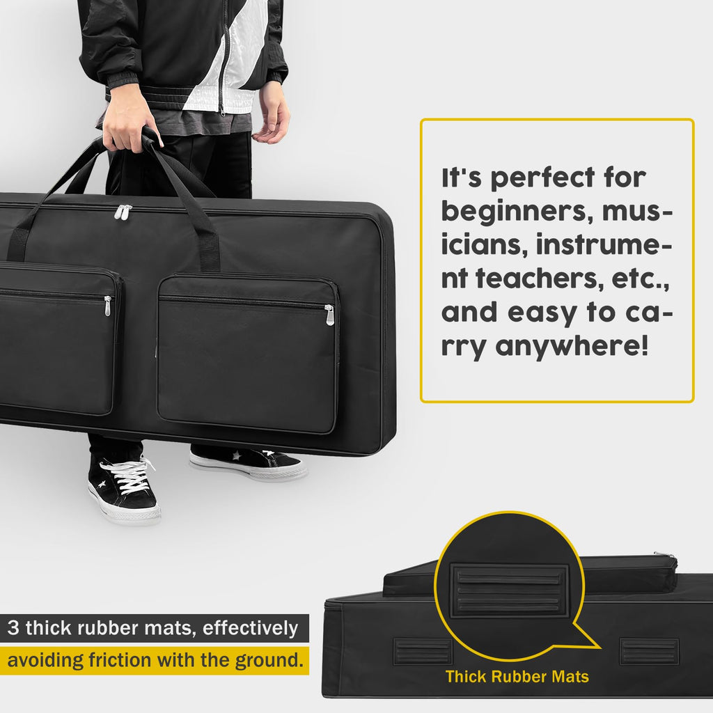 76 Key Piano Keyboard Case Bag with 4-Pocket (Black) T118681