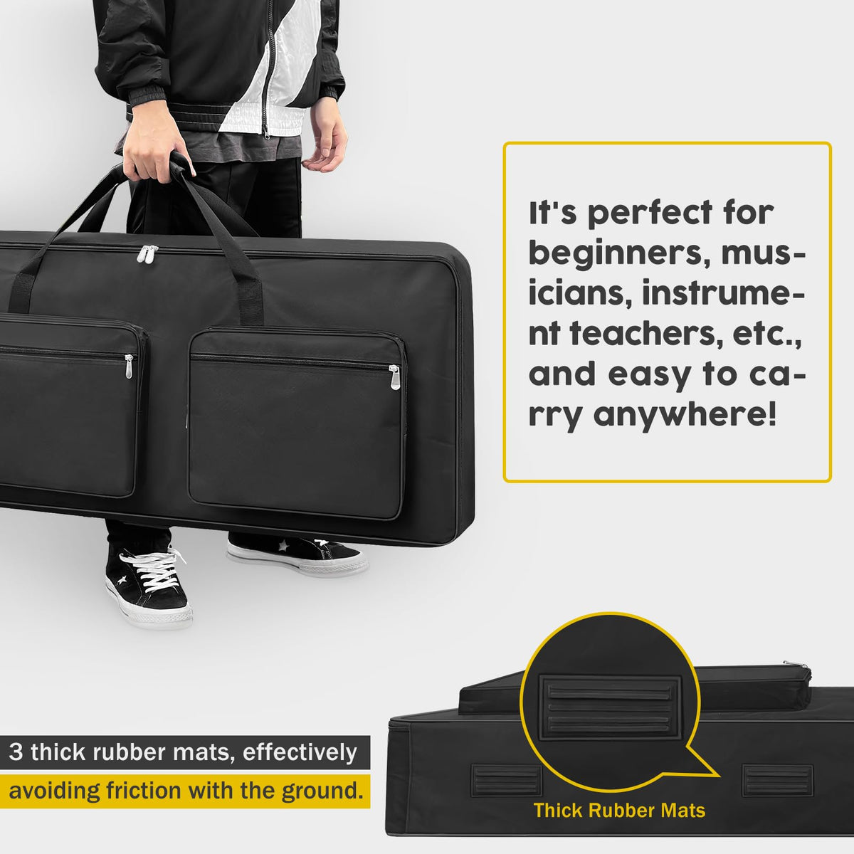 76 Key Piano Keyboard Case Bag with 4-Pocket (Black) T118681