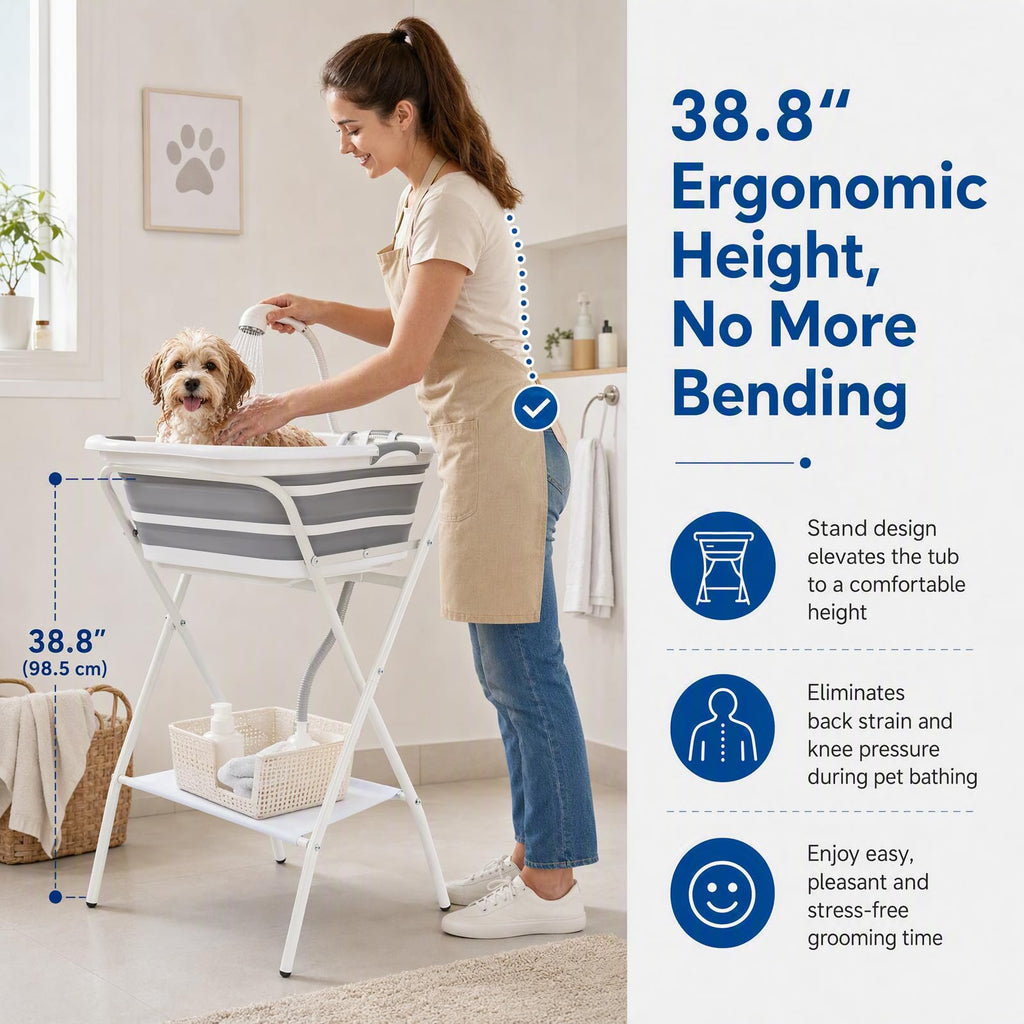 Foldable Pet Bath with Drainage Tube P916432