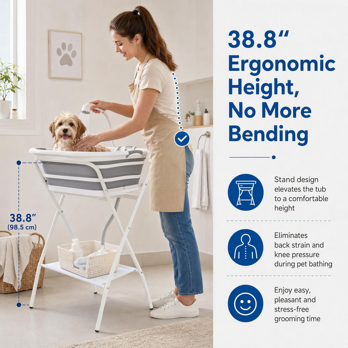 Foldable Pet Bath with Drainage Tube P916432