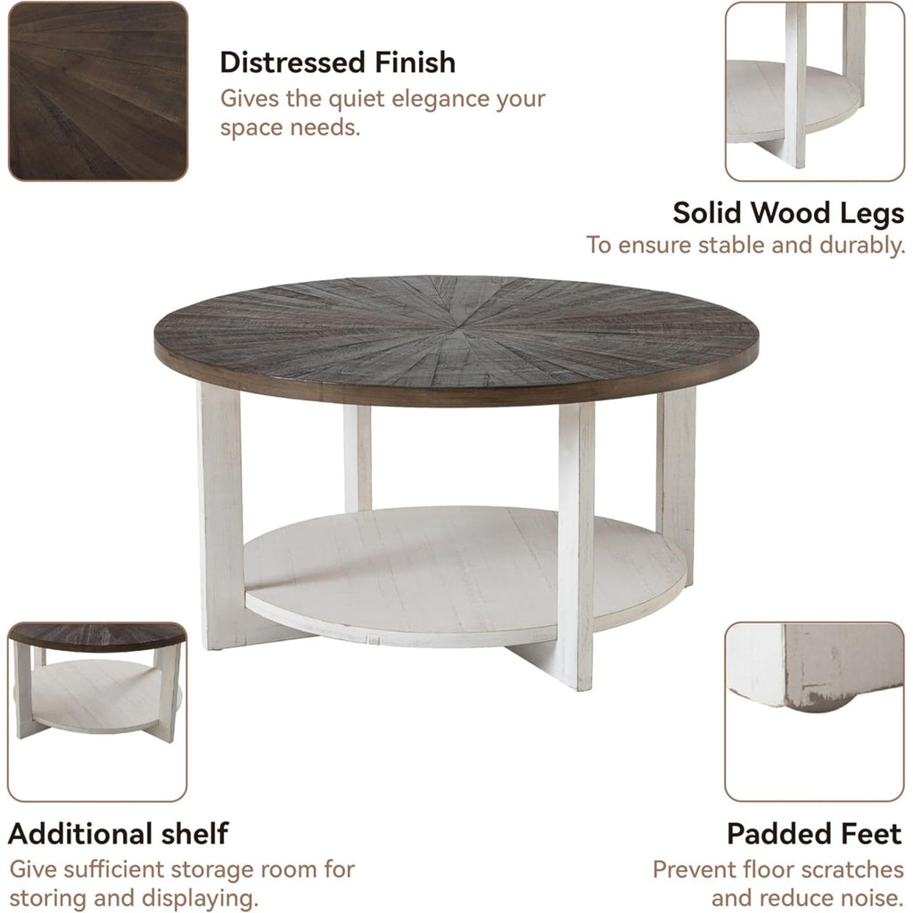Round Farmhouse Coffee Table H7575