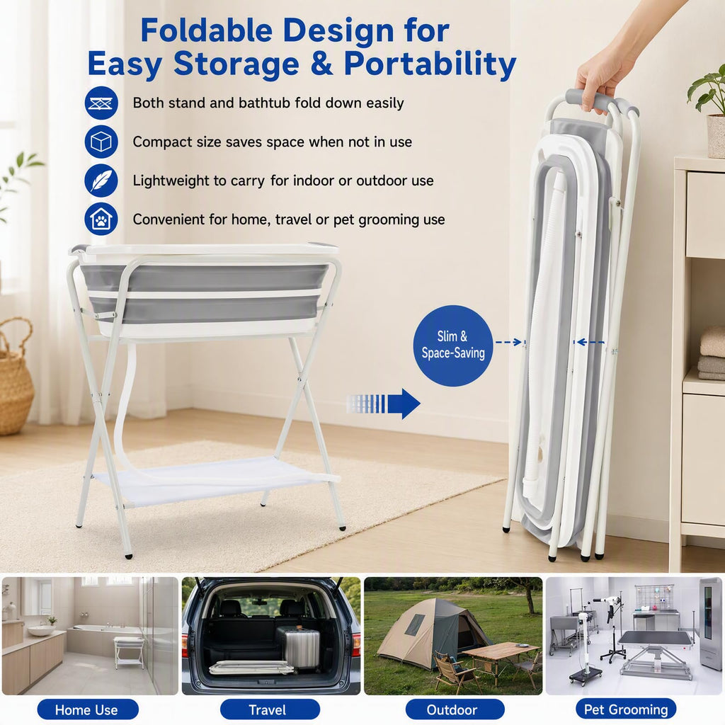 Foldable Pet Bath with Drainage Tube P916432