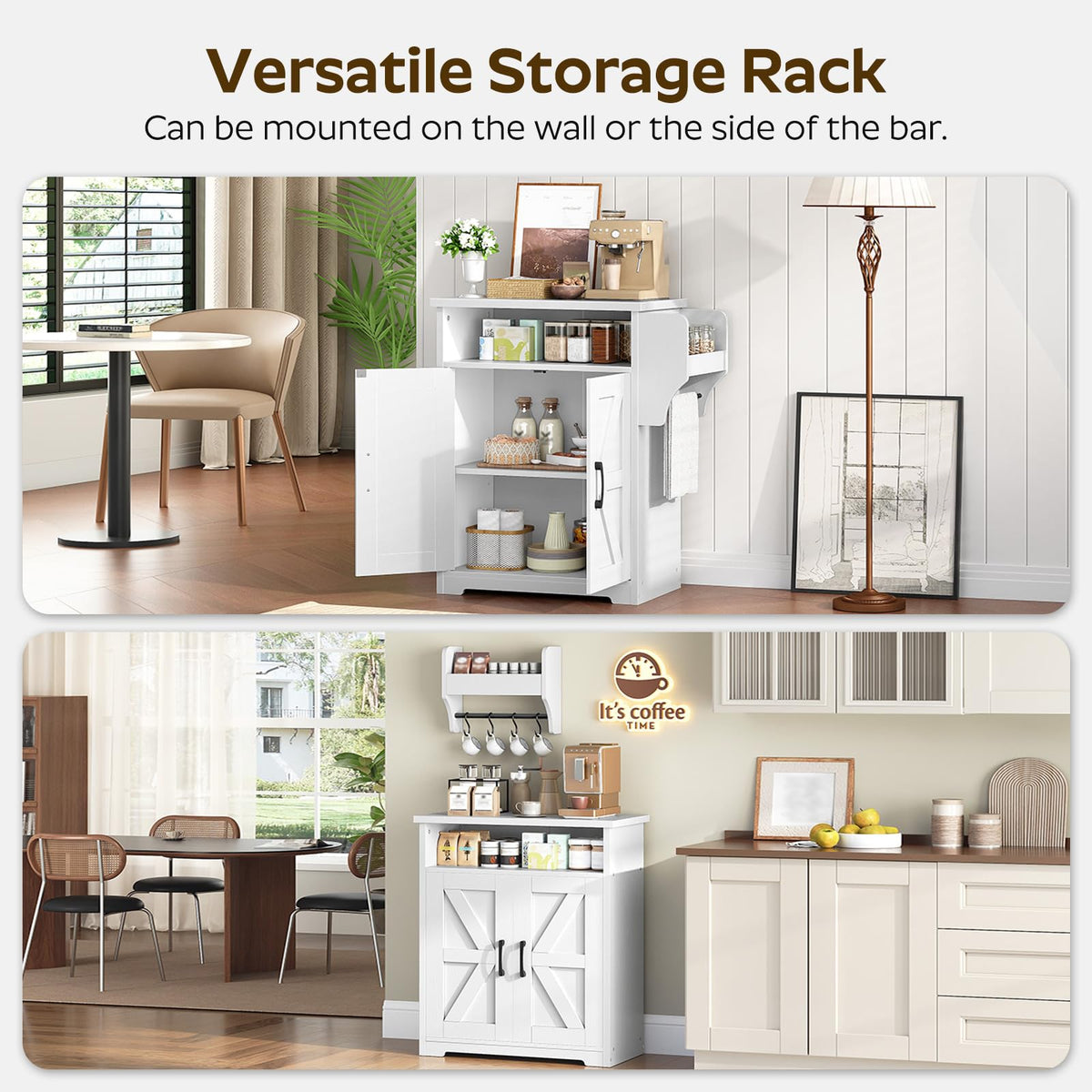 White Coffee Bar Cabinet with Storage Q16823