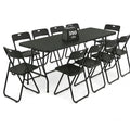 8FT Foldable Table Set with 10 Pack Plastic Folding Chairs G2660