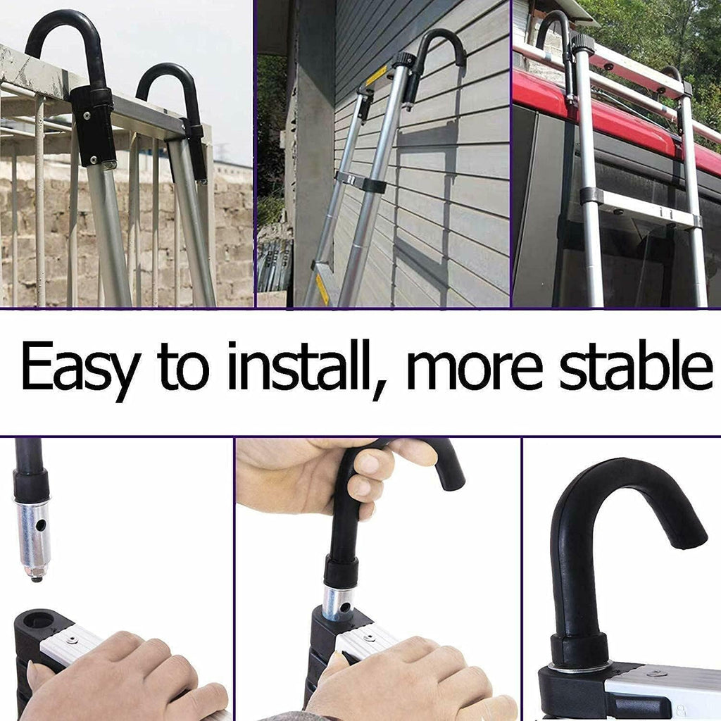 20FT Aluminum Telescoping Ladder with 2 Detachable Hooks, 330 lb Capacity J325