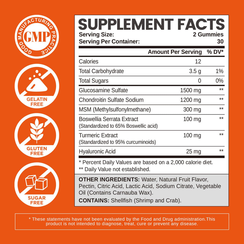 Sugar Free Glucosamine Chondroitin Gummies 60 Count G37069
