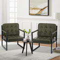 Set of 2 Green Leather Accent Chairs with Metal Legs S90577
