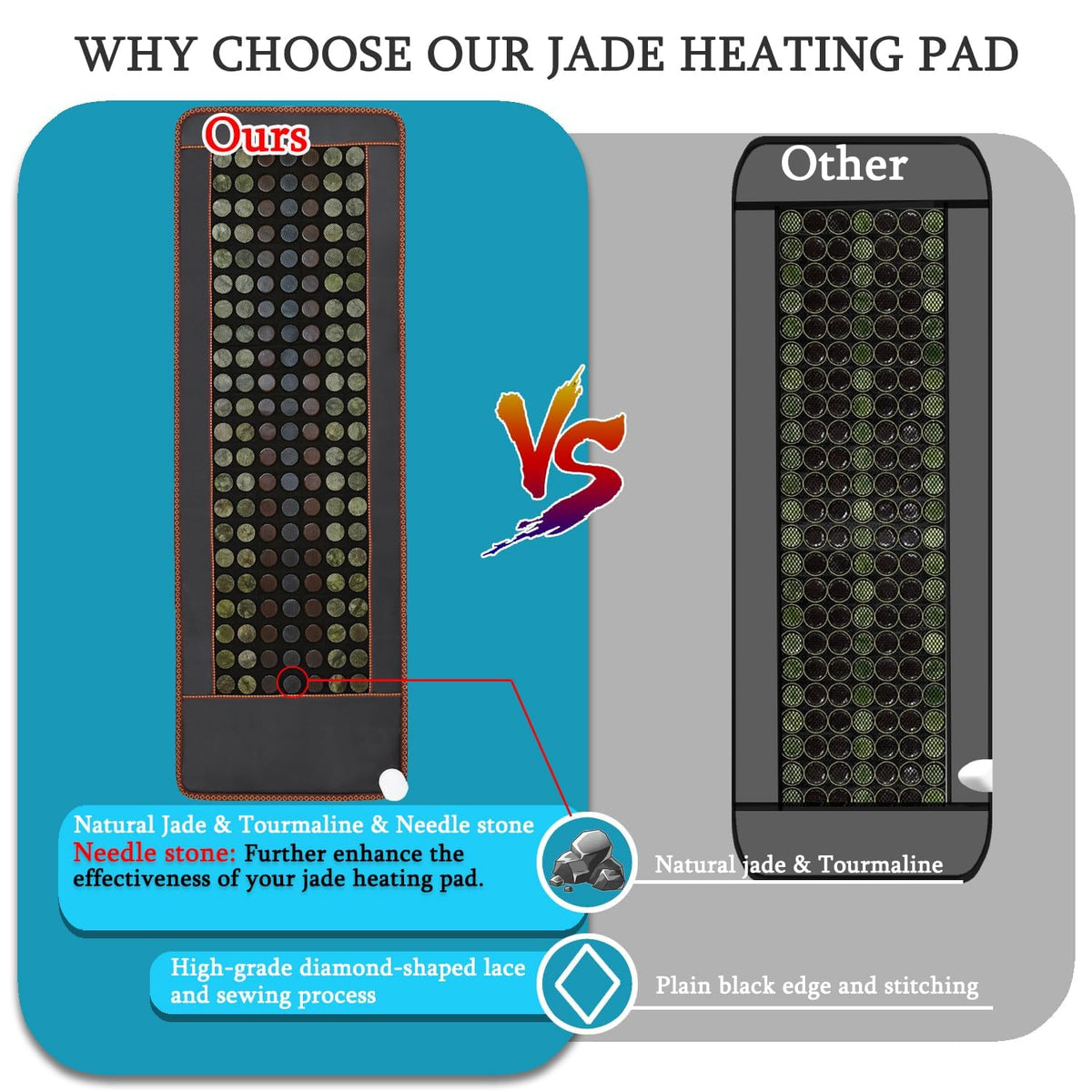 Far Infrared Jade and Tourmaline Electric Heating Pad 72" X 24" P940192