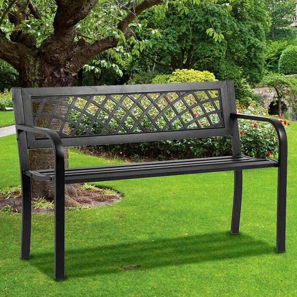 45.5" Black Metal Outdoor Bench 400lbs Capacity M827