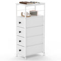 White Narrow Dresser with 4 Fabric Drawers V50991