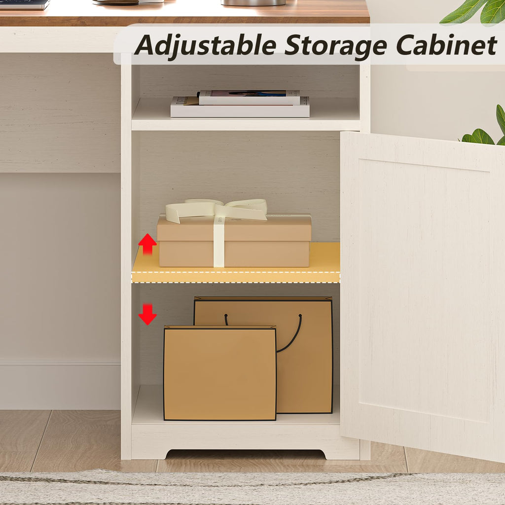 63" L Shaped Desk with Drawers & Printer Shelf N22233