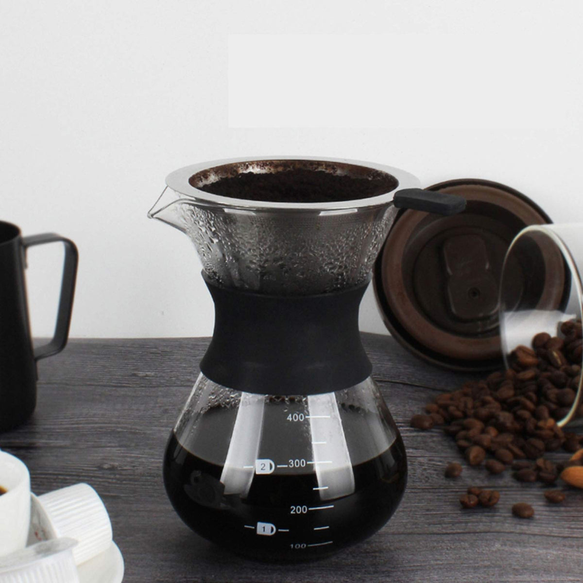Pour Over Coffee Maker, Paperless Glass Dripper 400ML F92846