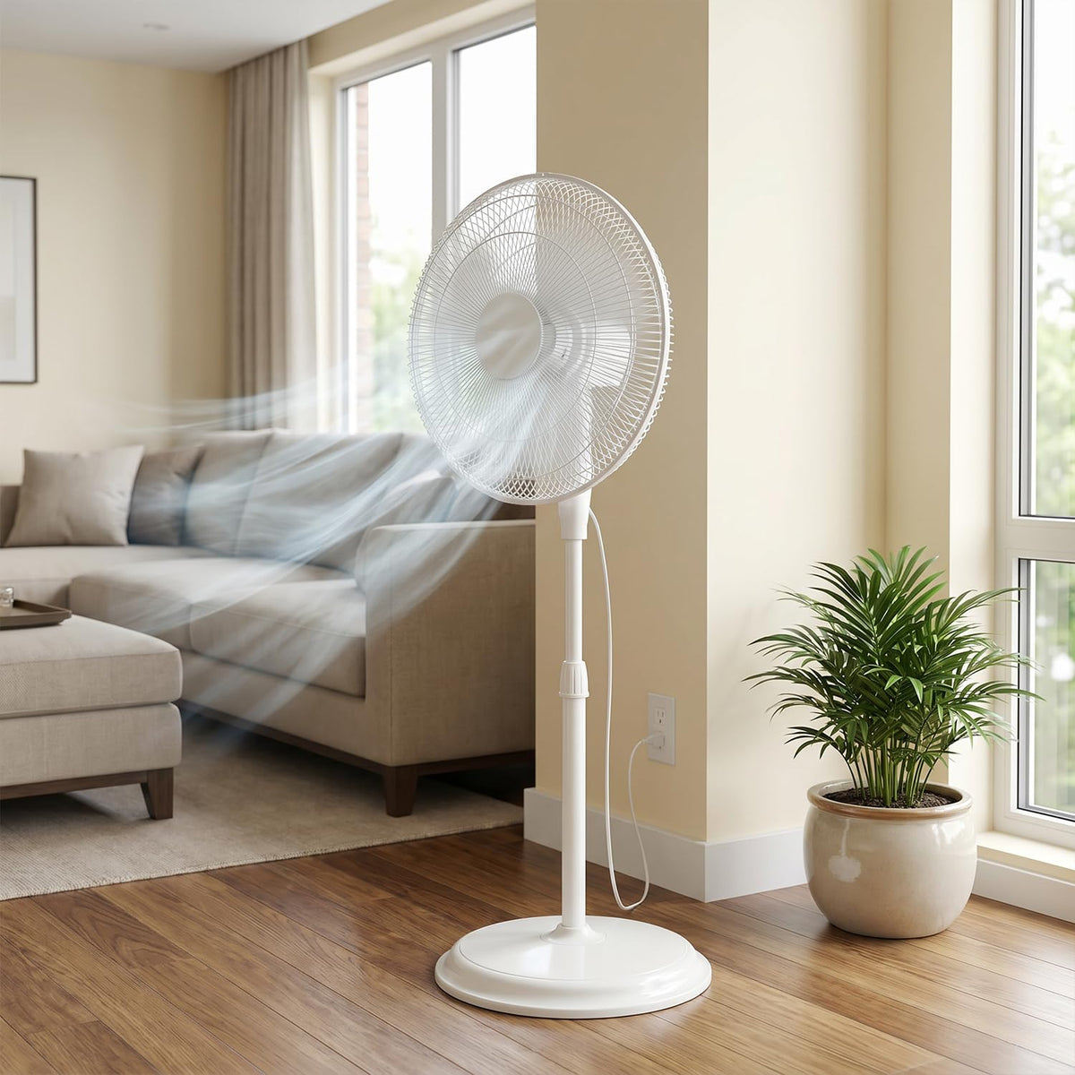 16" Oscillating Standing Pedestal Fan with Adjustable Height K86410