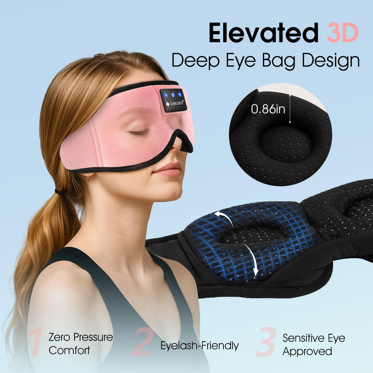 Bluetooth Sleep Headphones 3D Wireless Music Eye Mask N2972