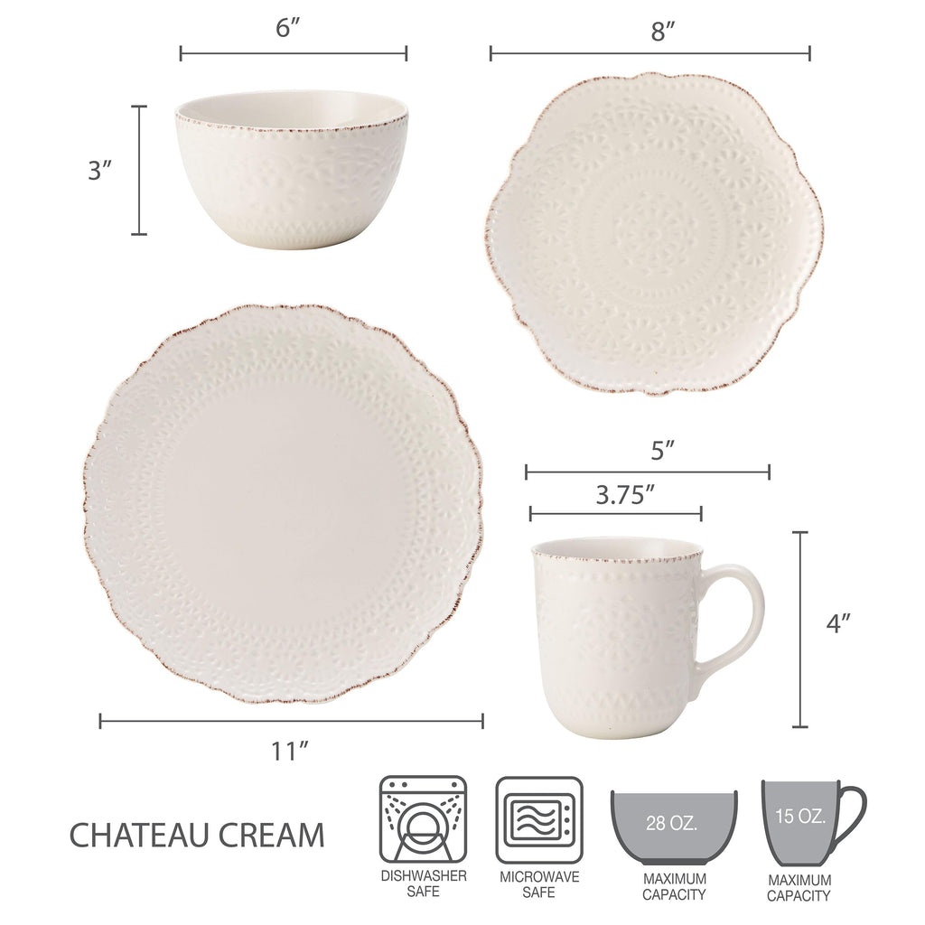 Cream 16-Piece Stoneware Dinnerware Set W728