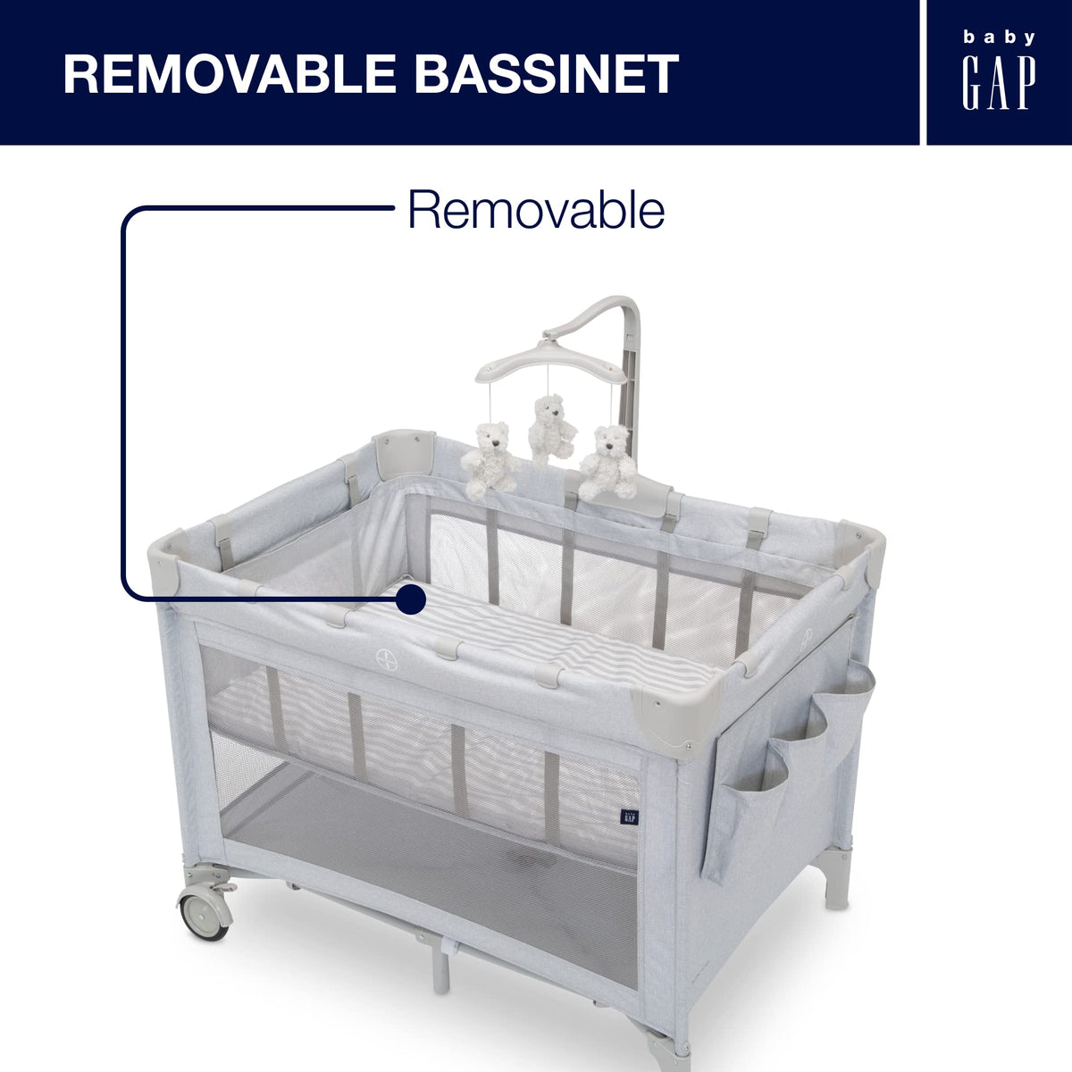 Grey Stripes Play Yard Y389