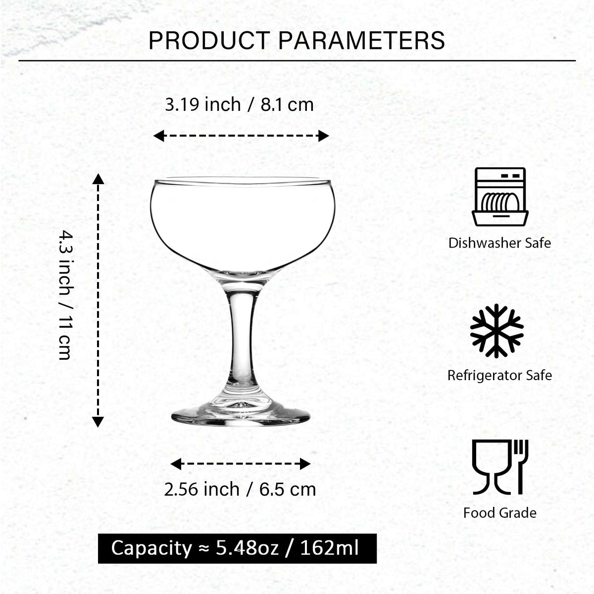 Clear 5 Ounce Stemmed Cocktail Glasses Set of 6 M613
