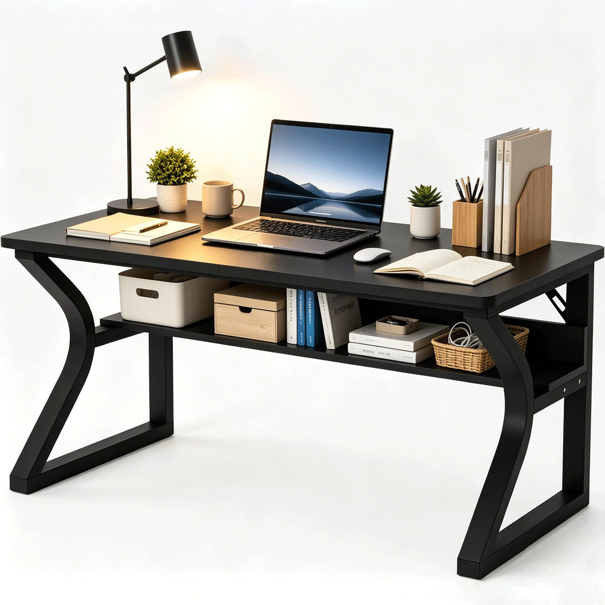 Black 55" Wood Computer Desk V2728