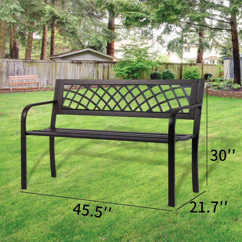 45.5" Black Metal Outdoor Bench 400lbs Capacity M827