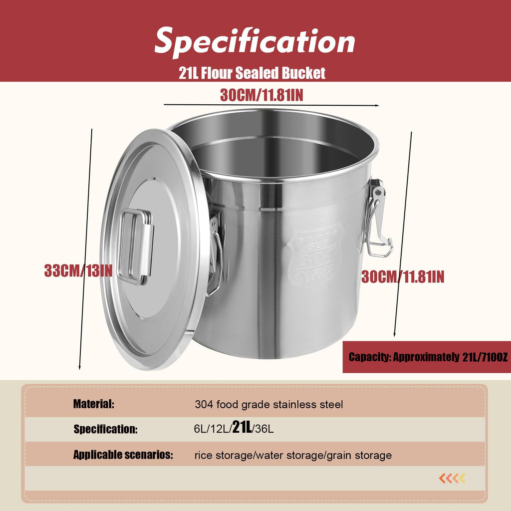 5.5Gal 304 Stainless Steel Airtight Canister Y603604