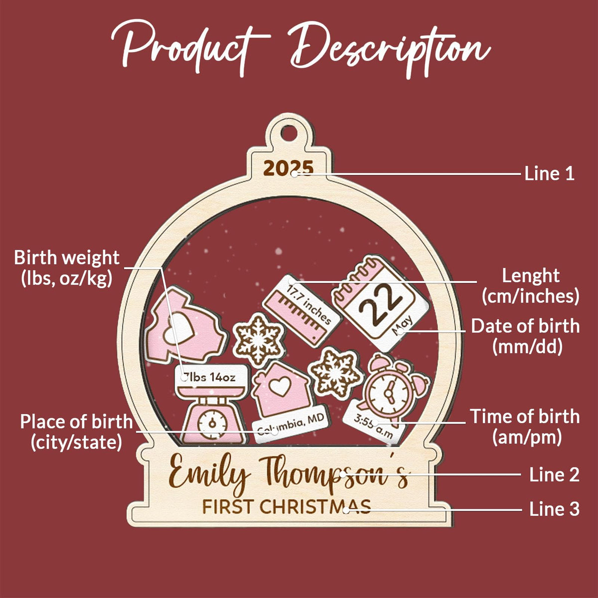 Baby's First Christmas Ornament 2026 Spherical L710