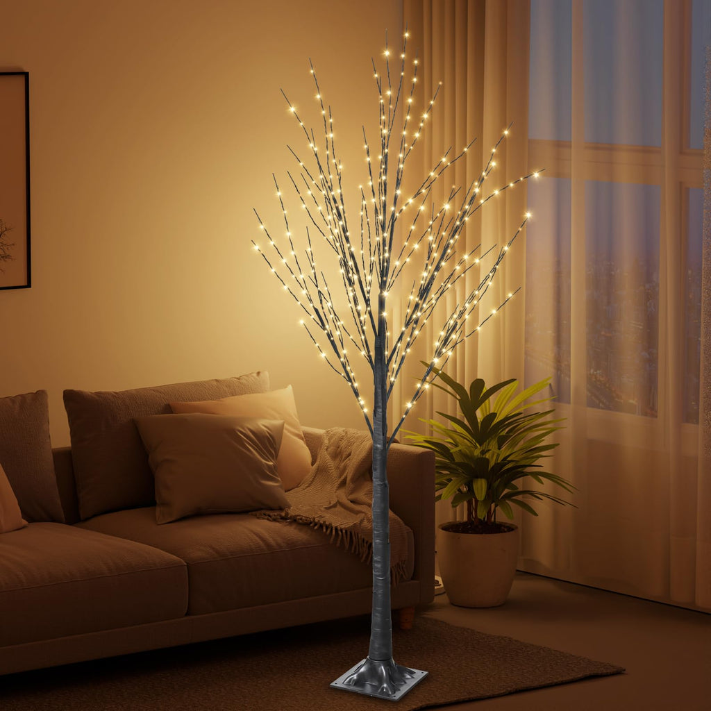 5FT Lighted Birch Tree with 400 LED Warm White Lights C998