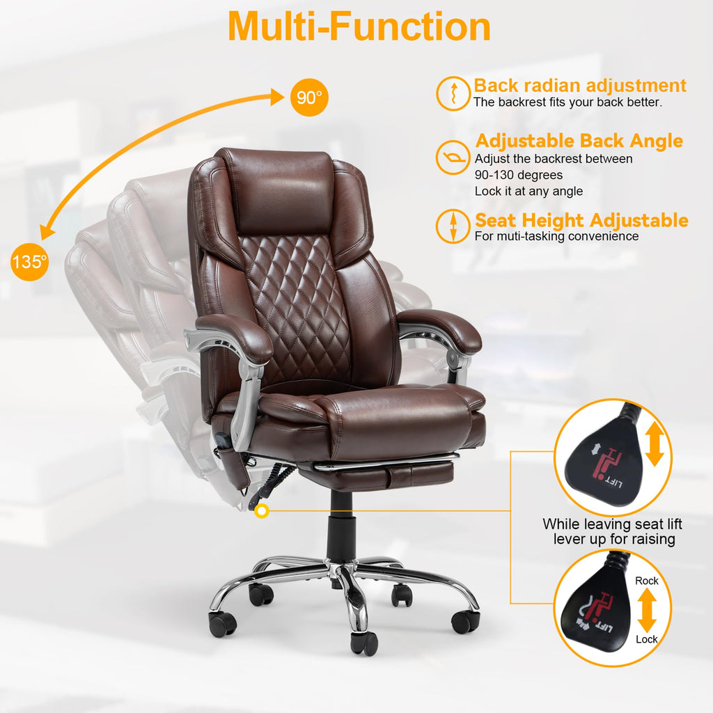Brown Heated Massage Office Chair with Footrest Q821