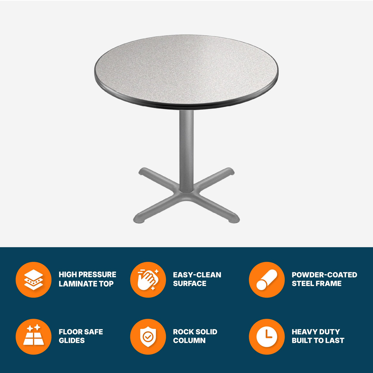 Round 36 in Diameter 30 in Dining Height Black Frame Gray Laminate Cafe Table N448858