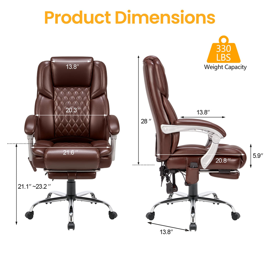 Brown Heated Massage Office Chair with Footrest Q821