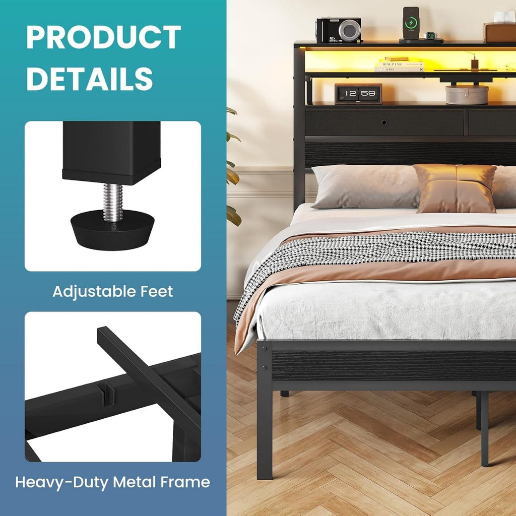 Full Bed Frame with Storage L270