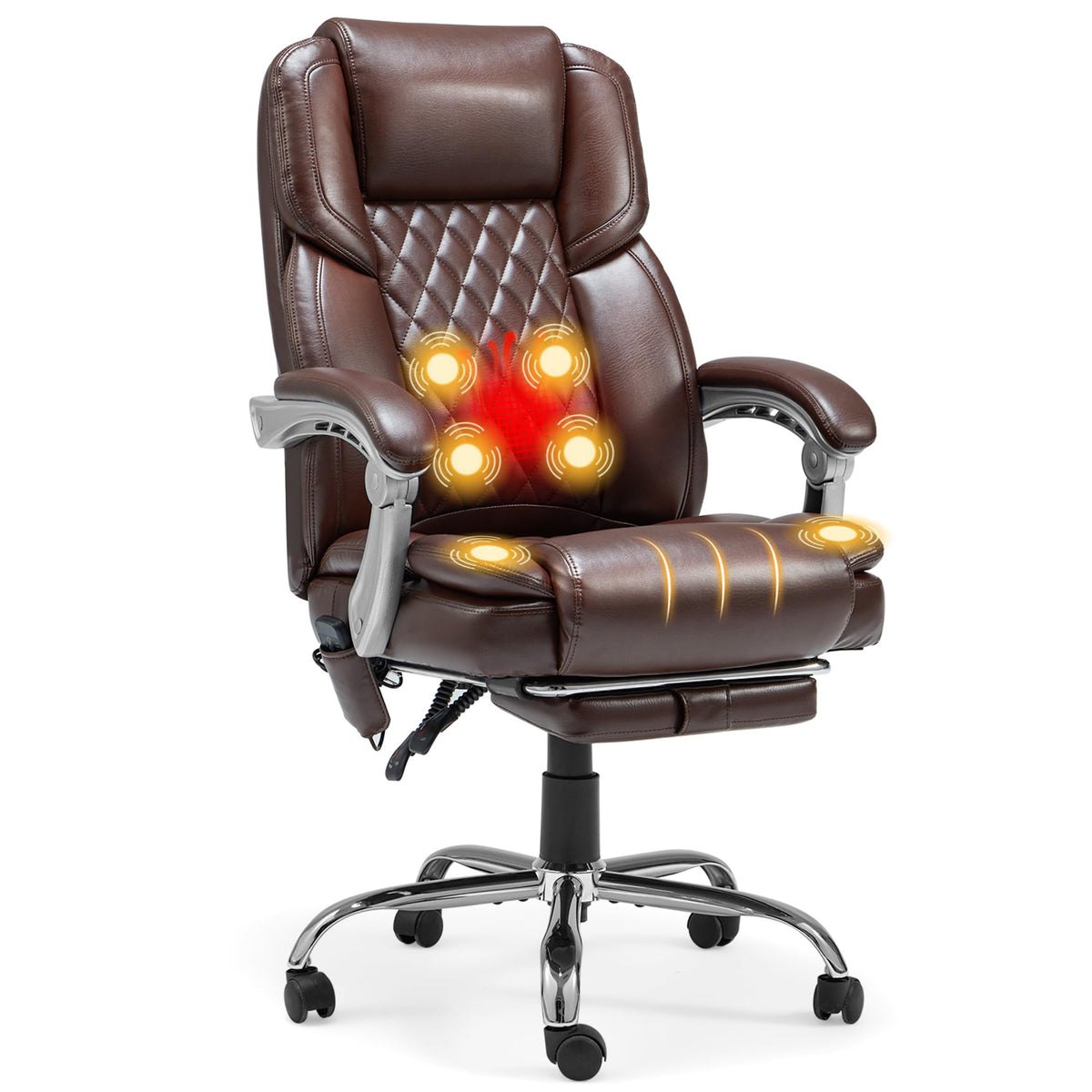 Brown Heated Massage Office Chair with Footrest Q821