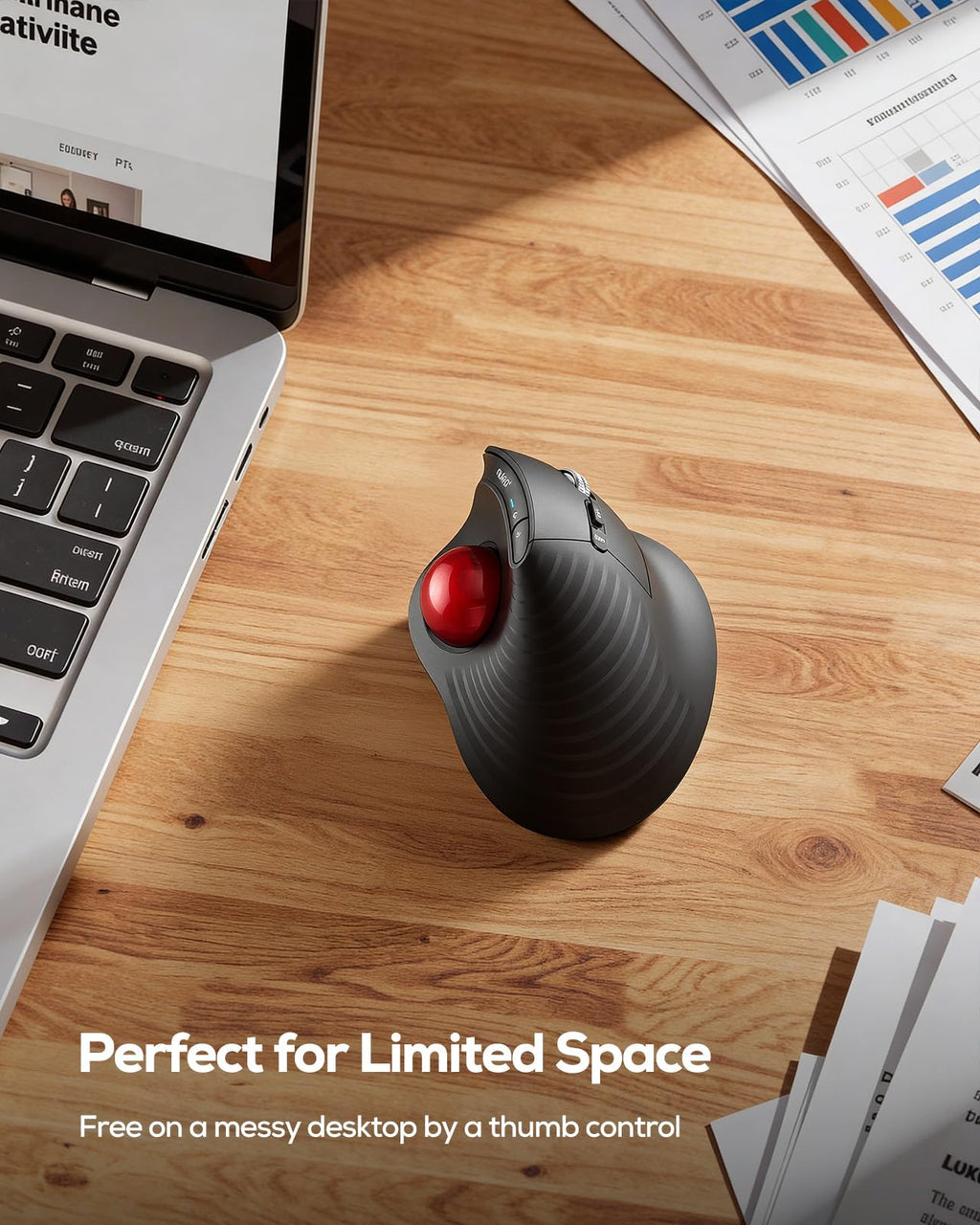 Wireless Ergonomic Vertical Trackball Mouse Z178393
