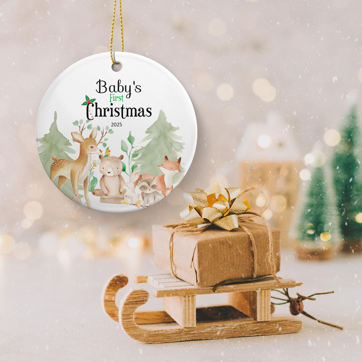 Baby's First Christmas Ornament 2025 Ceramic Decoration W5017