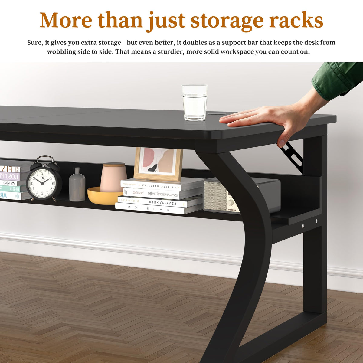 Black 55" Wood Computer Desk V2728