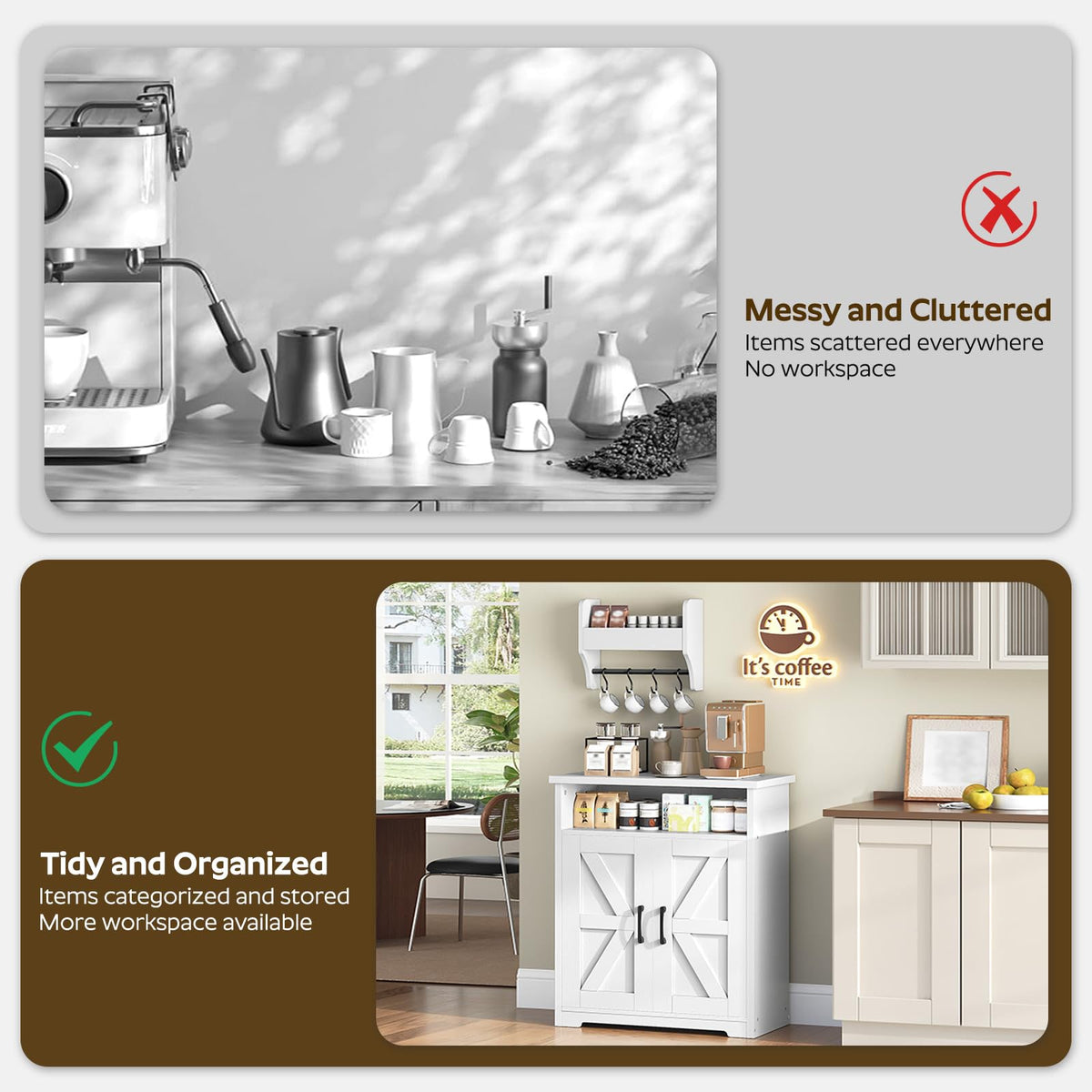 White Coffee Bar Cabinet with Storage Q16823