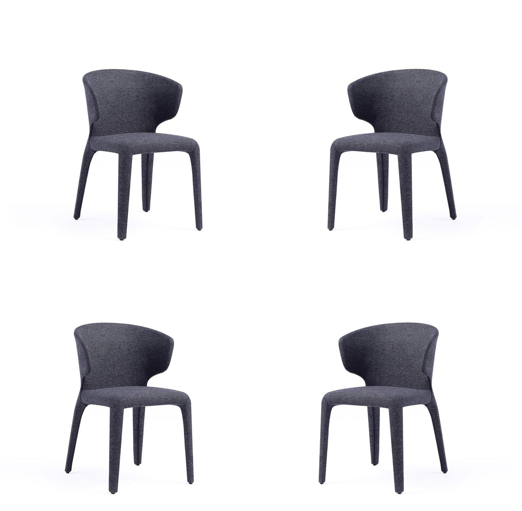 Black Upholstered Dining Chairs Set of 4 C235989