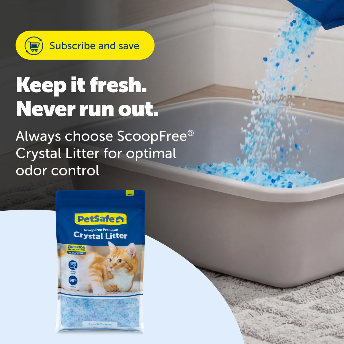 Odor Control Crystal Cat Litter, Fresh Scent, 8 Lb Bag F126