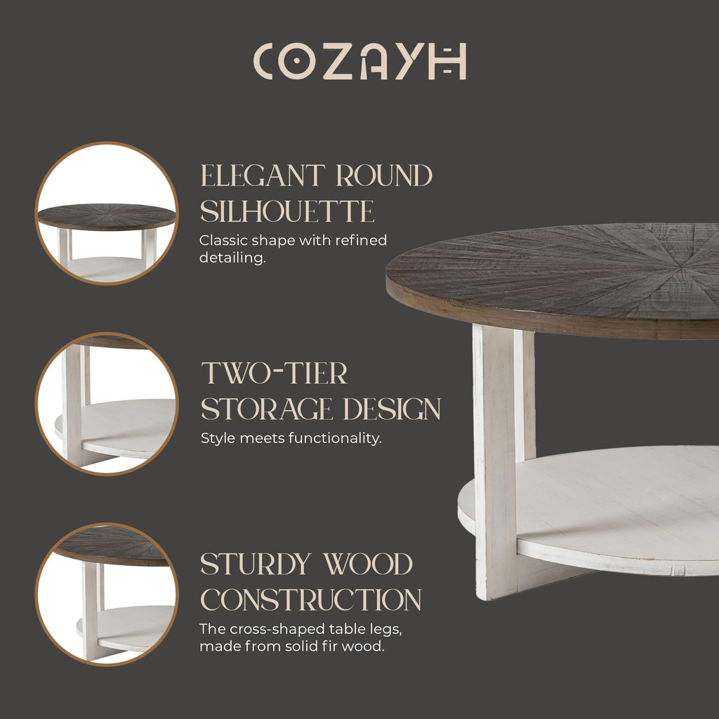 Round Farmhouse Coffee Table H7575