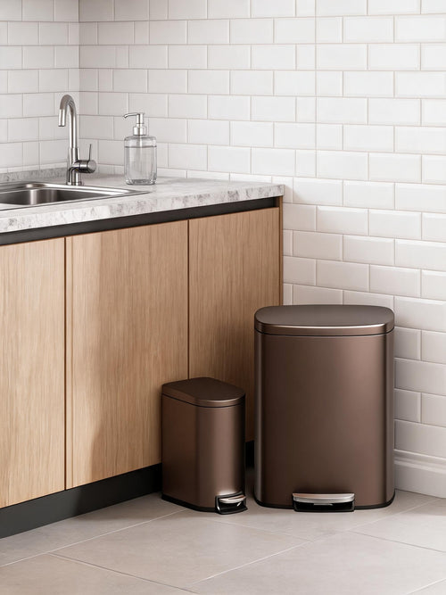 13.2 Gal & 2.6 Gal Stainless Steel Step-On Trash Can Combo Set C427
