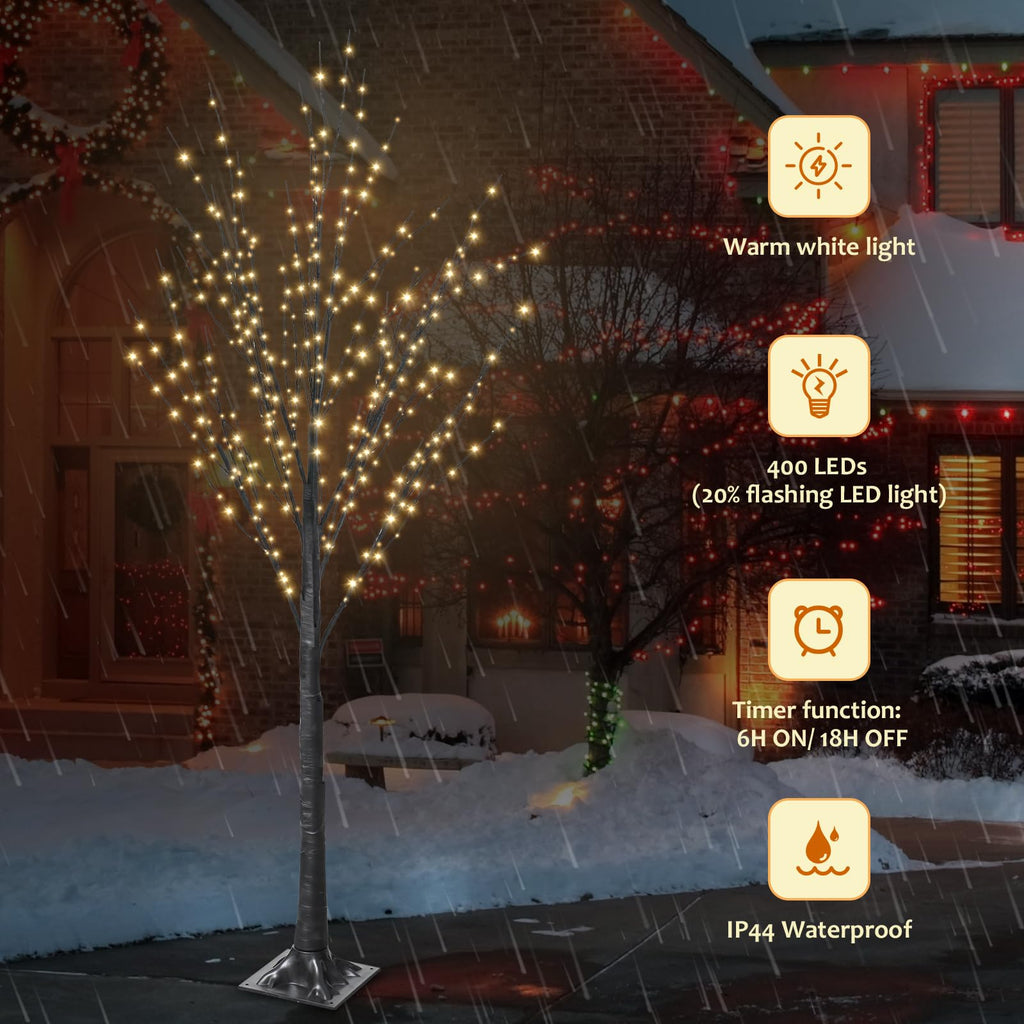 5FT Lighted Birch Tree with 400 LED Warm White Lights C998