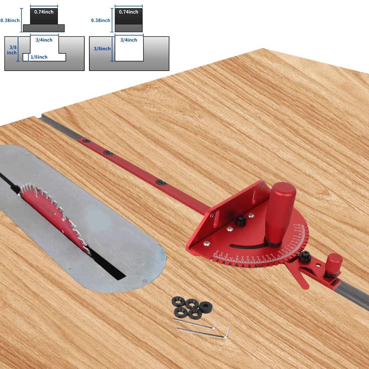 Aluminum Precision Miter Gauge with T-Track Fence and Flip Stop Y972029