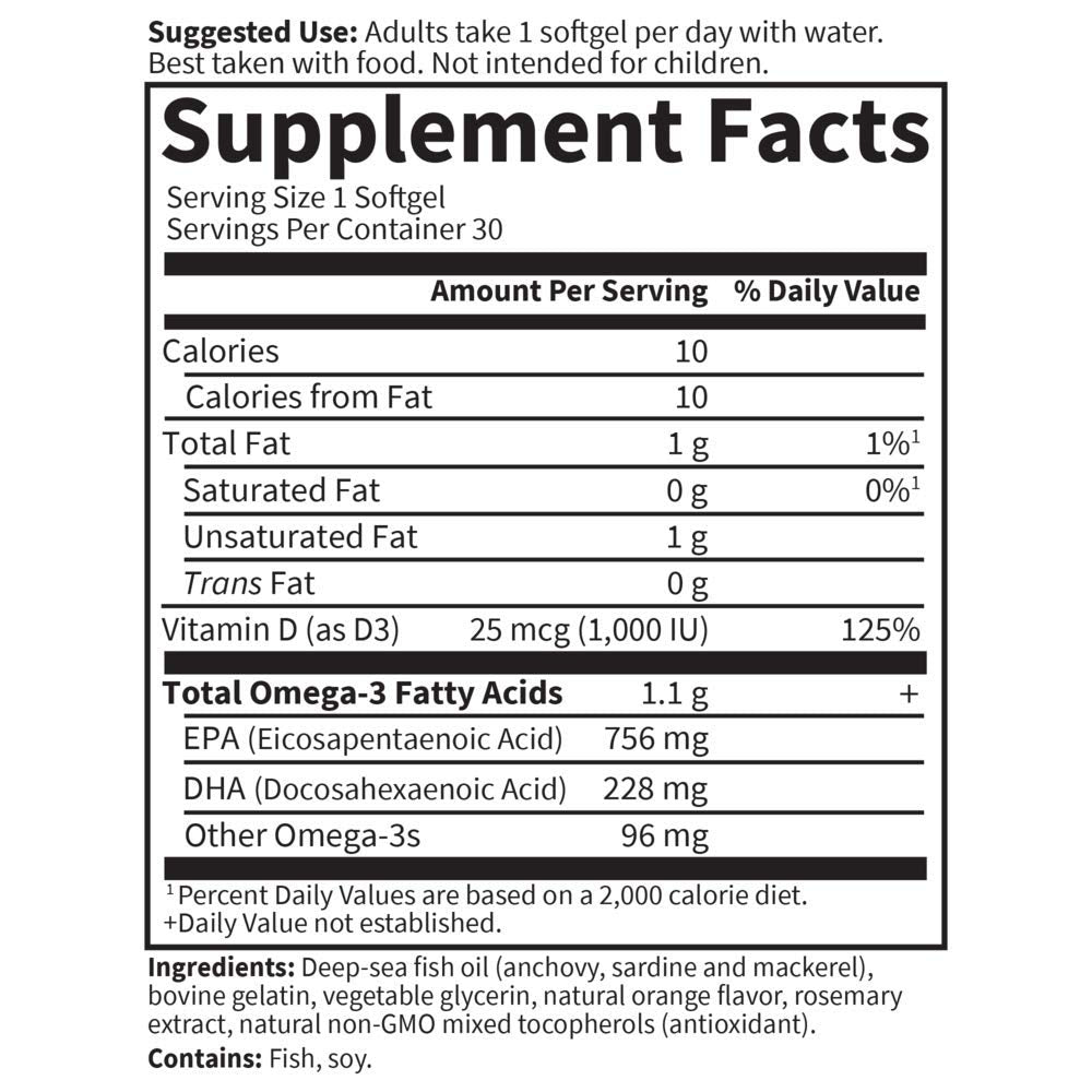 Orange 30 Softgels Omega 3 Fish Oil Supplement B5128