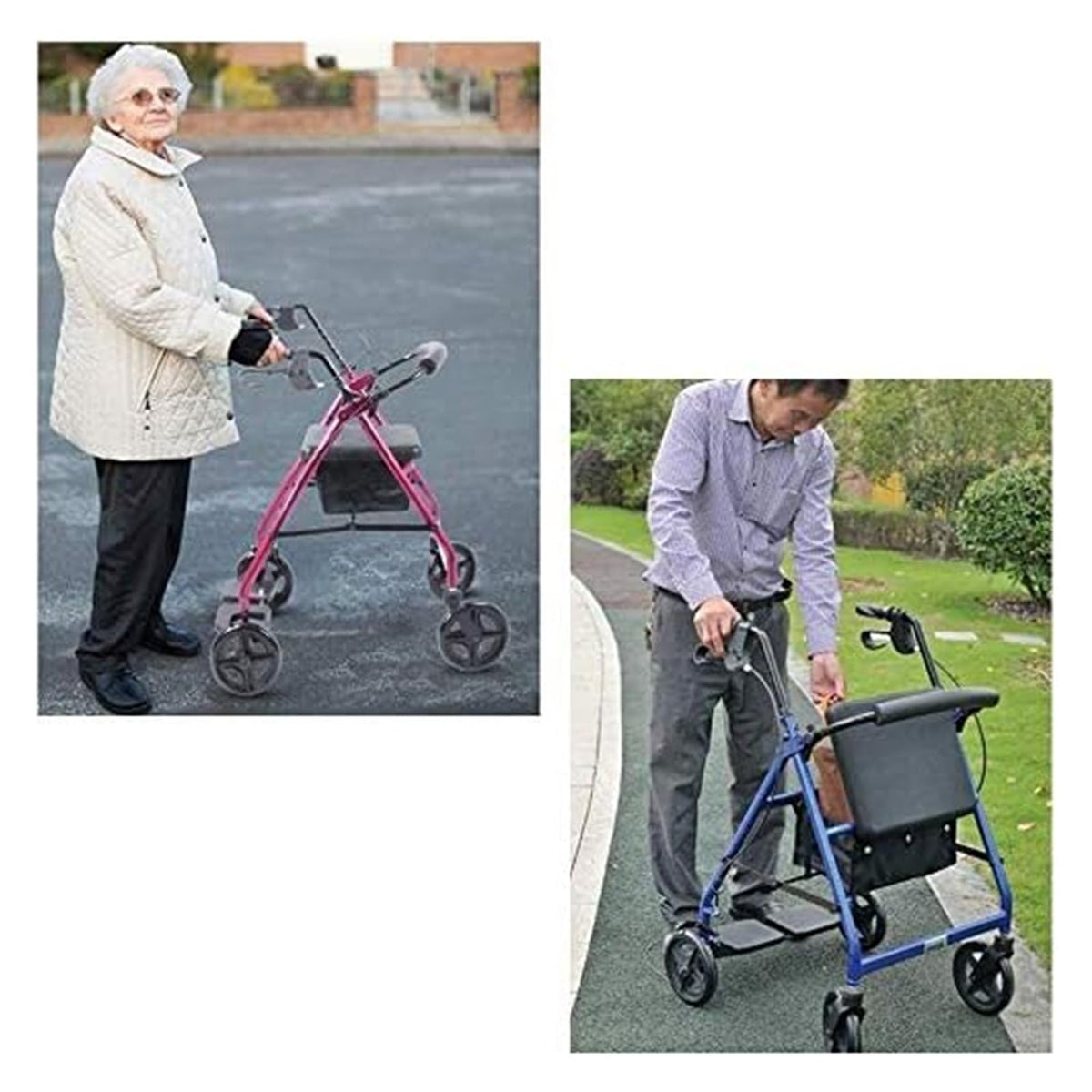Folding Aluminum Rollator Walker with Seat L53204