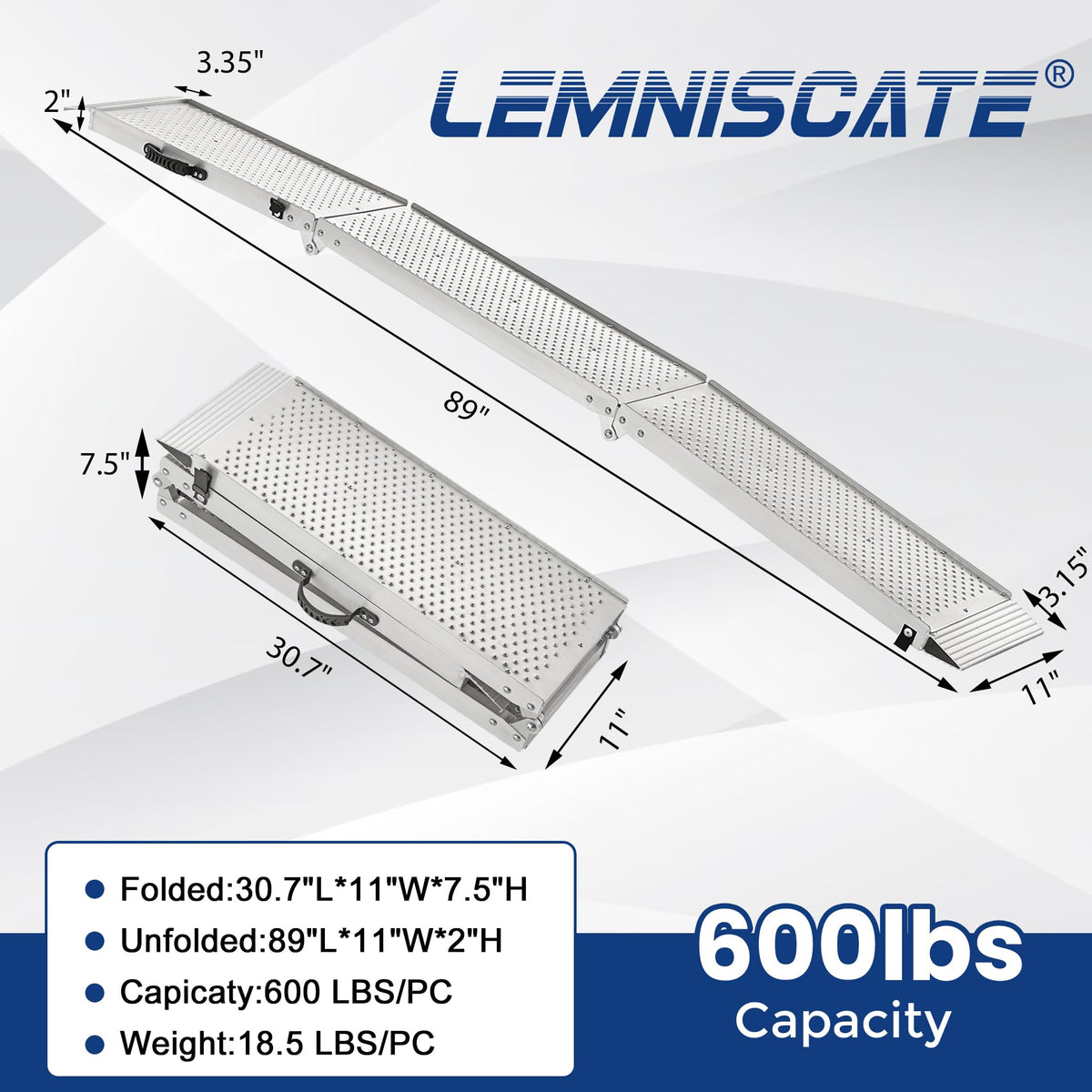 Aluminum Tri-Fold Motorcycle Ramp 600 lb Capacity K7484