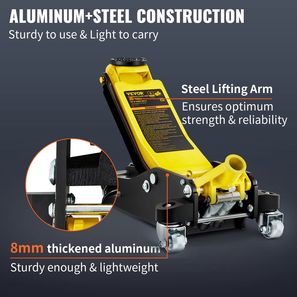 3 Ton Low Profile Aluminum Steel Floor Jack N728