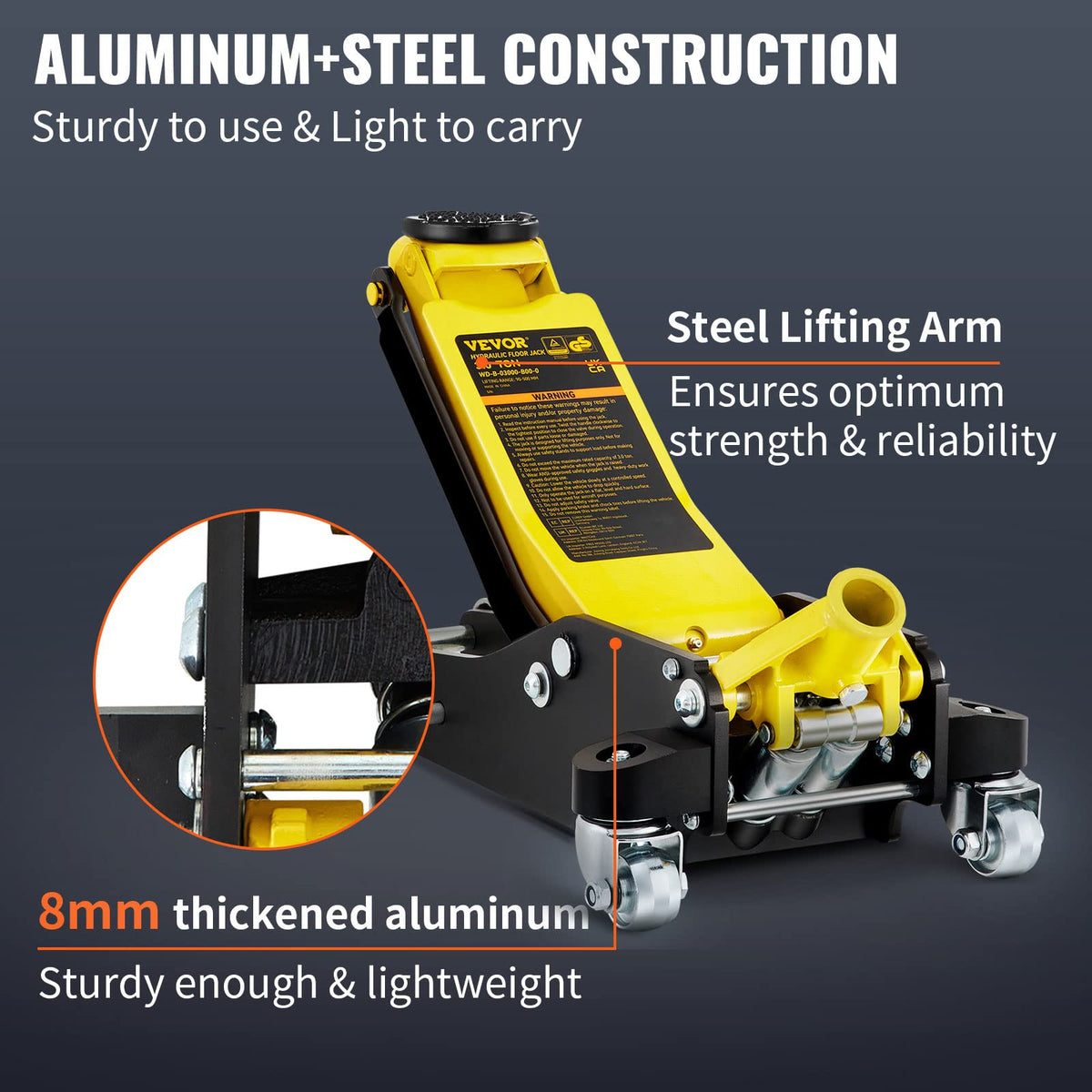 3 Ton Low Profile Aluminum Steel Floor Jack N728