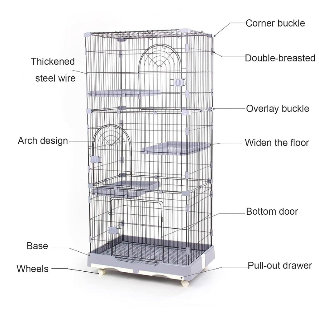4 Tier Detachable Metal Cat Cage with Hammock Z1640