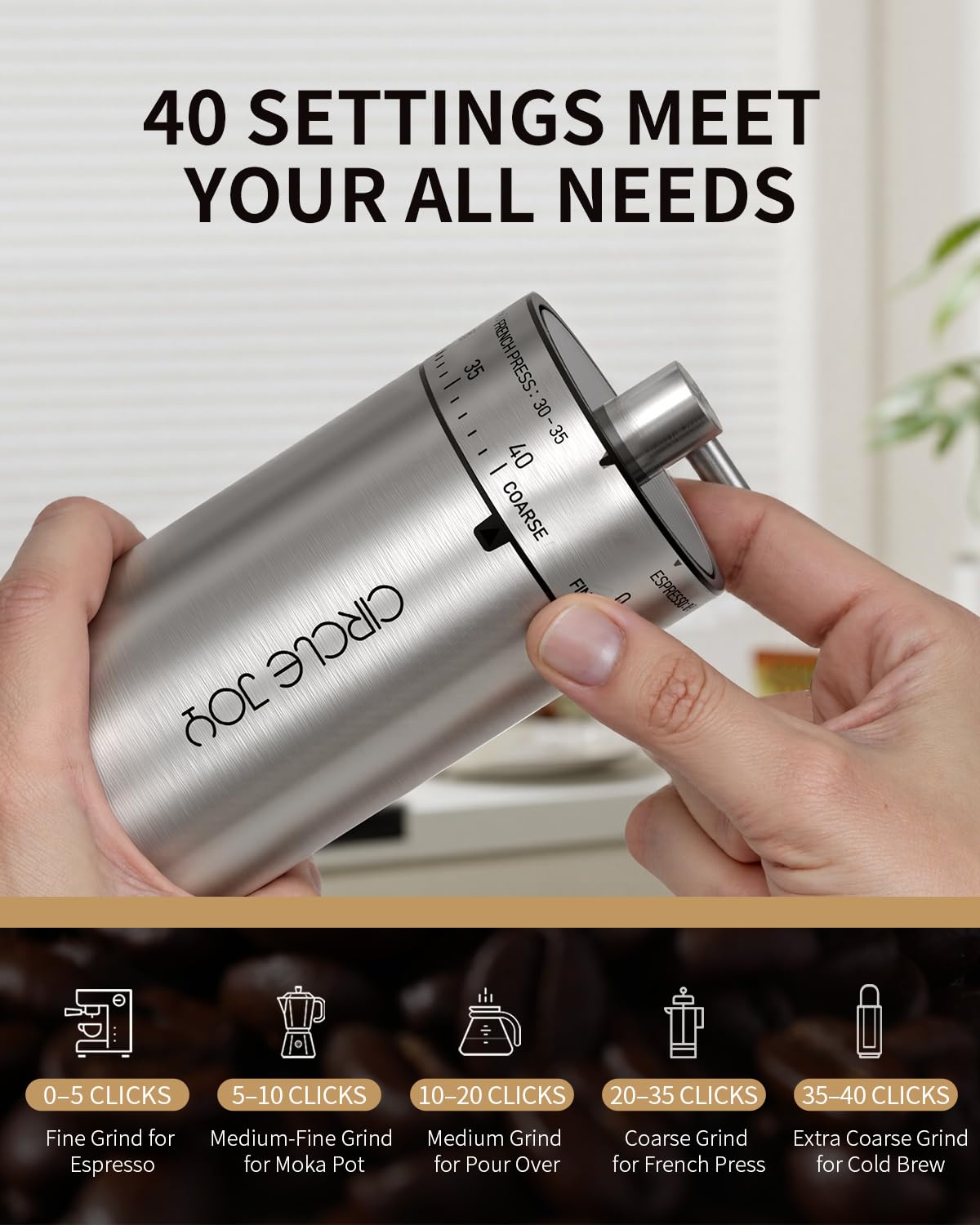 Manual Stainless Steel Burr Coffee Grinder X2319