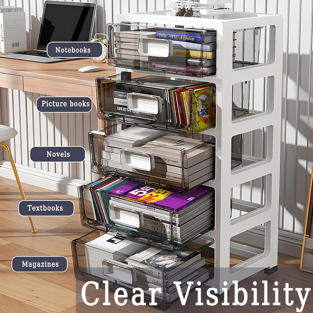 Clear Plastic 6-Tier Rolling Storage Drawer Tower H167