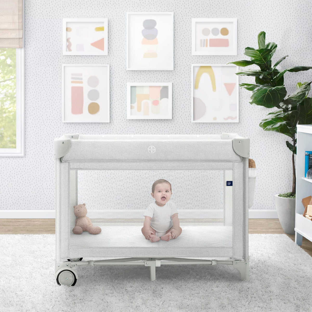 Grey Stripes Play Yard Y389